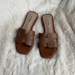 Steve Madden Cognac Brown Slide Sandals